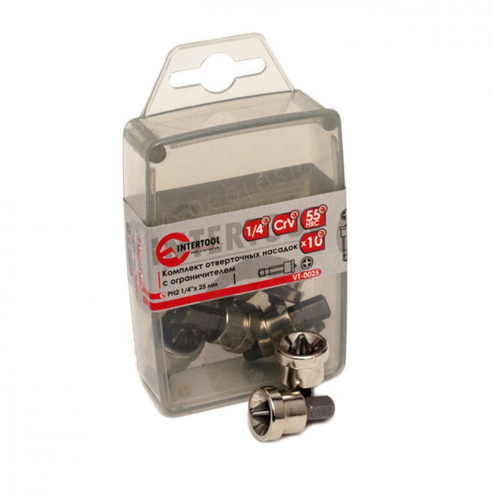 Комплект отверточных насадок PZ1/PZ2 1/4 * 75мм уп. INTERTOOL VT-0025
