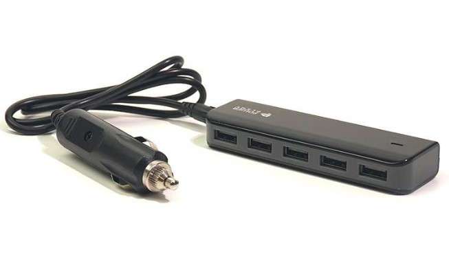 Автомобильное зарядное устройство 5xUSB: 12-24V, 7.2