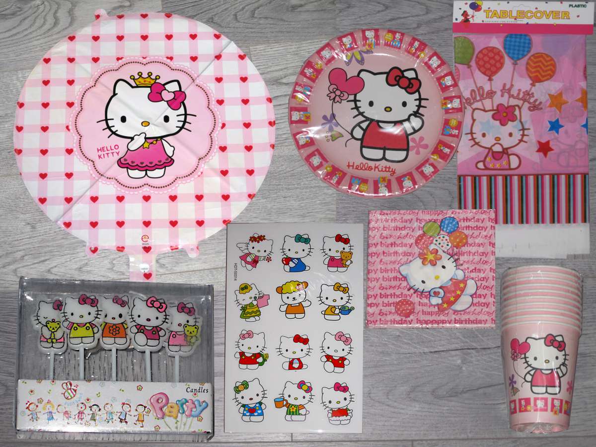 Hello Kitty Китти посуда атрибутика для праздника