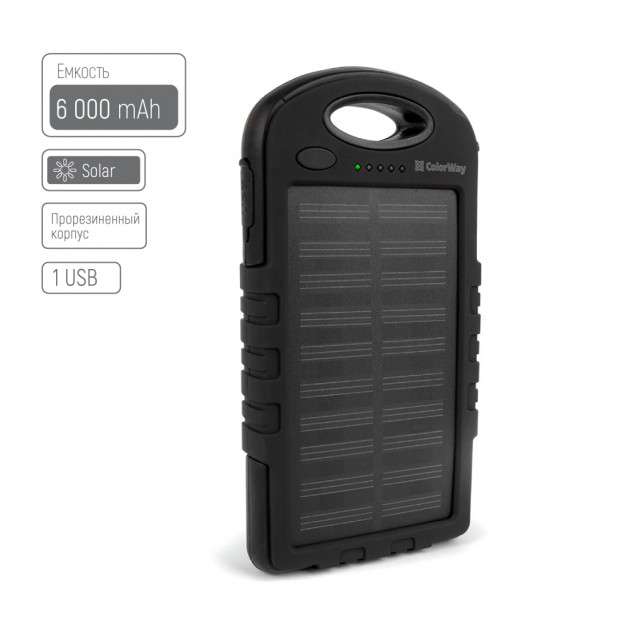 Павербанк УМБ ColorWay Solar 6000 mAh Black