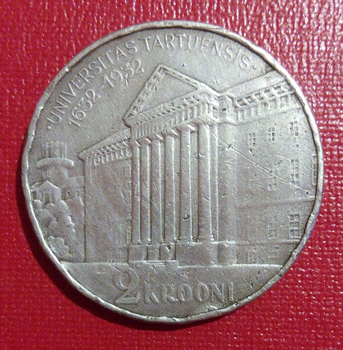 Редкая Монета 2 кроны 1932 Эстония университет Тарту серебро