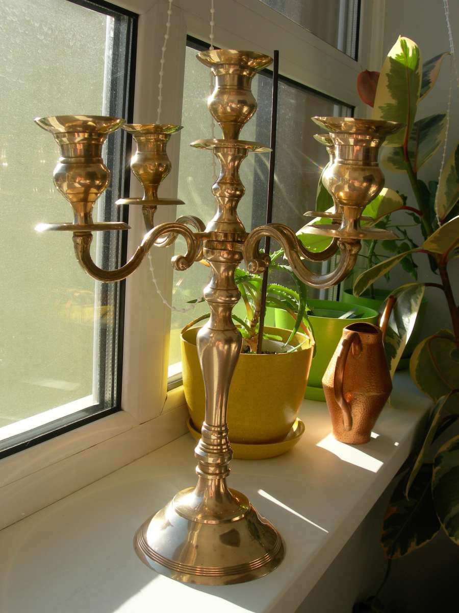 Подсвечник, большой, 5 свечей, 2,3 кг, бронза, Франция