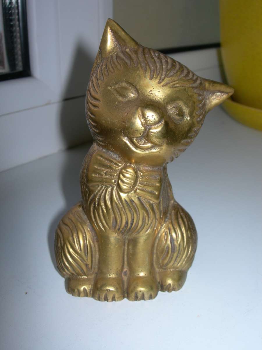 Статуэтка, Кот, кошка с бантом, бронза, Германия