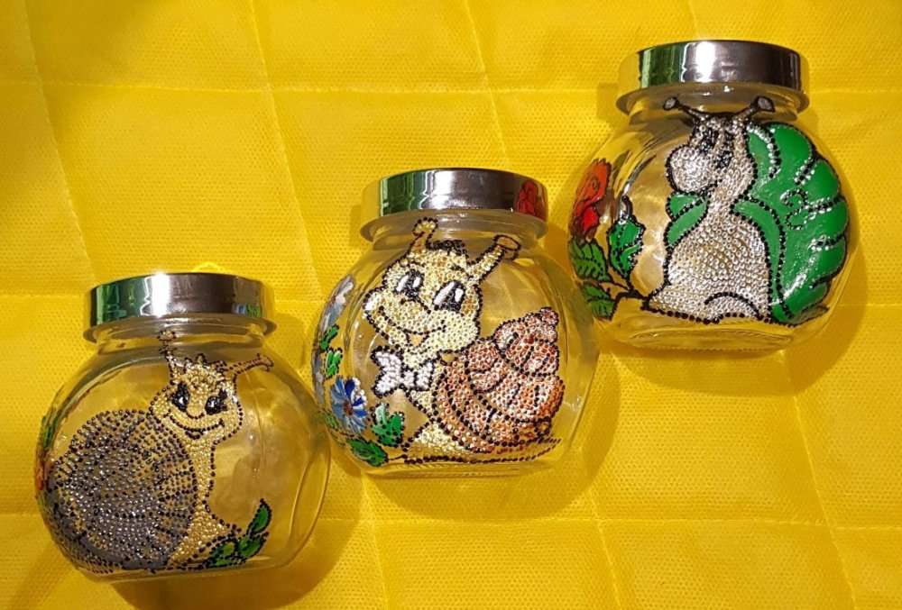 Баночки для кормления улиток. Роспись handmade